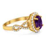 Art Deco Oval Natural Stone Split Shank Ring