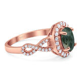 Art Deco Oval Natural Stone Split Shank Ring