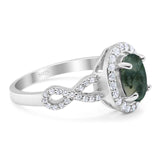 Art Deco Oval Natural Stone Split Shank Ring