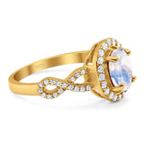 Art Deco Oval Natural Stone Split Shank Ring