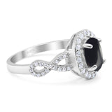 Art Deco Oval Natural Stone Split Shank Ring