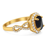 Art Deco Oval Natural Stone Split Shank Ring