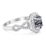 Art Deco Oval Natural Stone Split Shank Ring