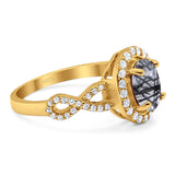 Art Deco Oval Natural Stone Split Shank Ring