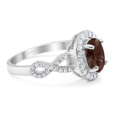 Art Deco Oval Natural Stone Split Shank Ring