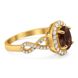 Art Deco Oval Natural Stone Split Shank Ring