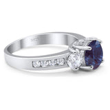 Art Deco Round Natural Stone Three Stone Ring