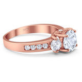 Art Deco Round Natural Stone Three Stone Ring