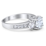 Art Deco Round Natural Stone Three Stone Ring