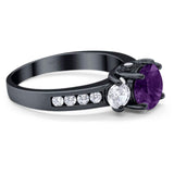 Art Deco Round Natural Stone Three Stone Ring