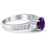 Art Deco Round Natural Stone Three Stone Ring