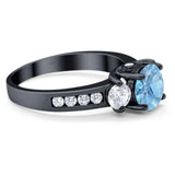 Art Deco Round Natural Stone Three Stone Ring