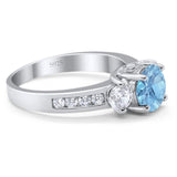 Art Deco Round Natural Stone Three Stone Ring