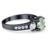 Art Deco Round Natural Stone Three Stone Ring