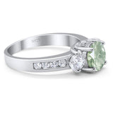 Art Deco Round Natural Stone Three Stone Ring