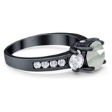 Art Deco Round Natural Stone Three Stone Ring