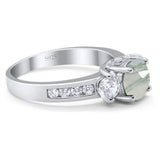 Art Deco Round Natural Stone Three Stone Ring