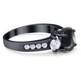 Art Deco Round Natural Stone Three Stone Ring