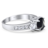 Art Deco Round Natural Stone Three Stone Ring