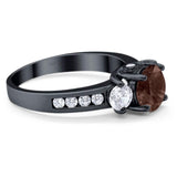 Art Deco Round Natural Stone Three Stone Ring