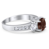 Art Deco Round Natural Stone Three Stone Ring