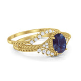Three Piece Oval Natural Stone Beaded Ring 