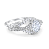 Three Piece Oval Natural Stone Beaded Ring 