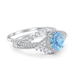 Three Piece Oval Natural Stone Beaded Ring 