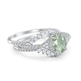 Three Piece Oval Natural Stone Beaded Ring 
