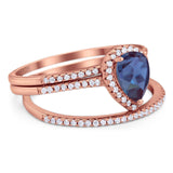 Pear Teardrop Natural Stone Three Piece Ring