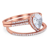 Pear Teardrop Natural Stone Three Piece Ring