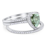 Pear Teardrop Natural Stone Three Piece Ring