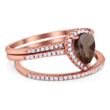 Pear Teardrop Natural Stone Three Piece Ring