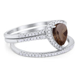 Pear Teardrop Natural Stone Three Piece Ring