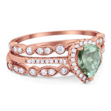 Three Piece Pear Teardrop Natural Stone Ring
