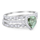Three Piece Pear Teardrop Natural Stone Ring