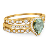 Three Piece Pear Teardrop Natural Stone Ring