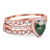 Three Piece Pear Teardrop Natural Stone Ring