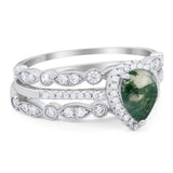 Three Piece Pear Teardrop Natural Stone Ring