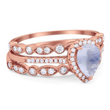 Three Piece Pear Teardrop Natural Stone Ring