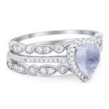 Three Piece Pear Teardrop Natural Stone Ring