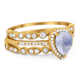 Three Piece Pear Teardrop Natural Stone Ring