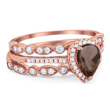 Three Piece Pear Teardrop Natural Stone Ring