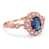 Art Deco Oval Natural Stone Wedding Ring
