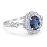 Art Deco Oval Natural Stone Wedding Ring