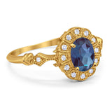 Art Deco Oval Natural Stone Wedding Ring