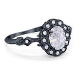 Art Deco Oval Natural Stone Wedding Ring