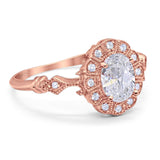Art Deco Oval Natural Stone Wedding Ring