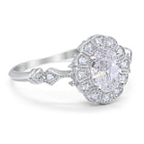 Art Deco Oval Natural Stone Wedding Ring