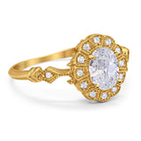 Art Deco Oval Natural Stone Wedding Ring